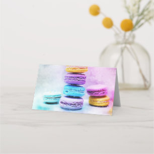 Foto der farbenfrohen, köstlichen Macarons Platzkarte