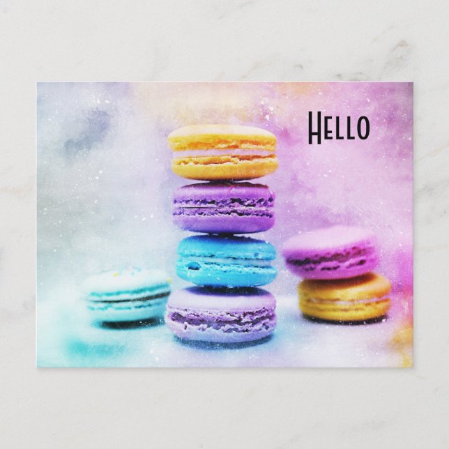 Foto der farbenfrohen, köstlichen Macarons Postkarte (Vorderseite)