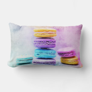 Foto der farbenfrohen Macarons Lendenkissen