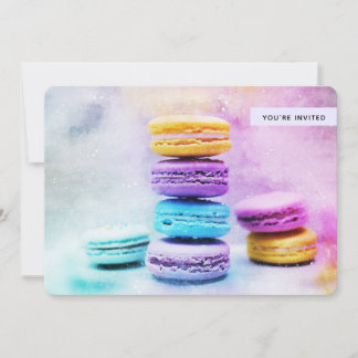 Foto der farbenfrohen Macarons zum Geburtstag Einladung