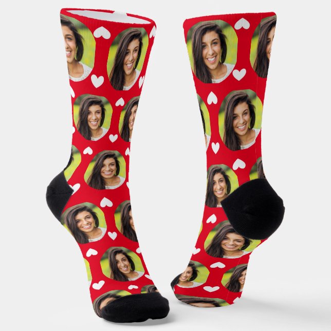 Foto der Freundin für das blaue Herz Socken (Gewinkelt)