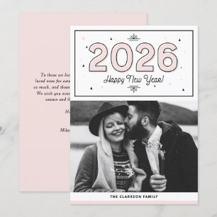 Foto der geometrischen Blush Typografie zum Glück  Feiertagskarte