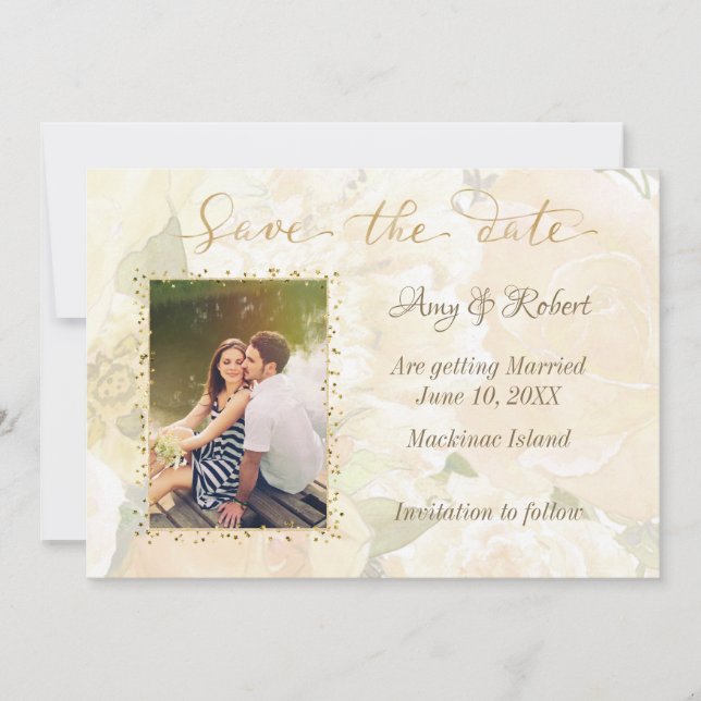 Foto der Gold-Rose Save the Date (Vorderseite)