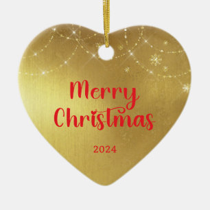 Foto der goldenen und roten Weihnachtsfamilie Keramik Ornament