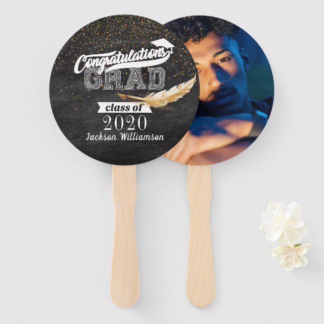 Foto der Graduierungspartei Retro Chalkboard Fächer (Vorne und Hinten)