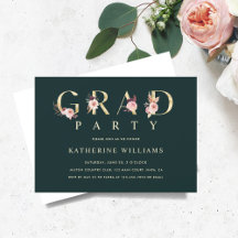 Foto der Green Gold Floral Letter Graduation Party