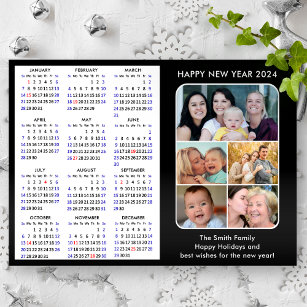 Foto der Kalenderfamilie 2024 Modernes Schwarzes M Magnetkarte