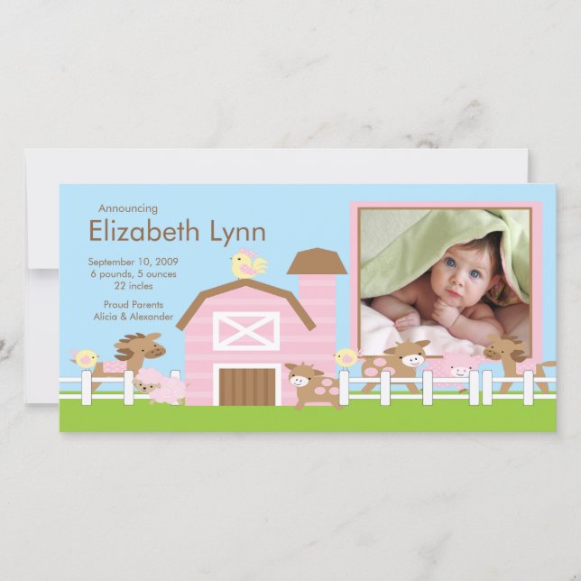 Foto der Landtiere Geburtsankündigung Ankündigung (Vorderseite)