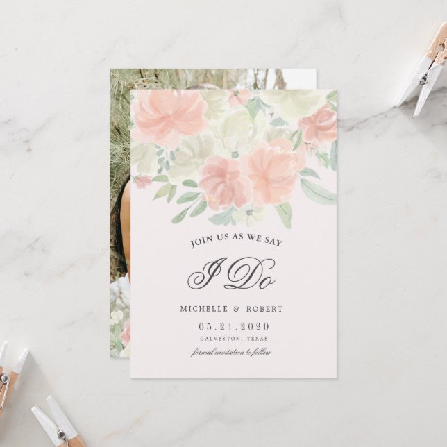 Foto der leichten Frühlingsflora Save the Date Einladung (Vorderseite/Rückseite Beispiel)