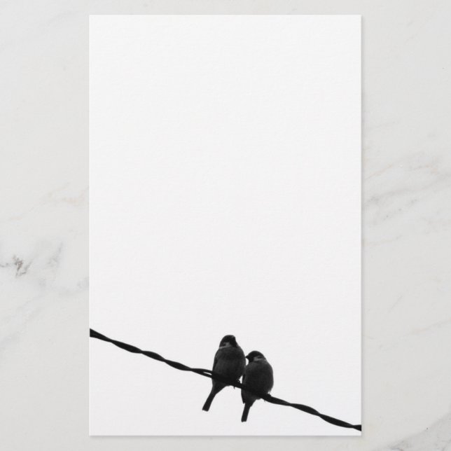 Foto der Liebe-/Spatzen-Paar-B&W Briefpapier (Vorderseite)