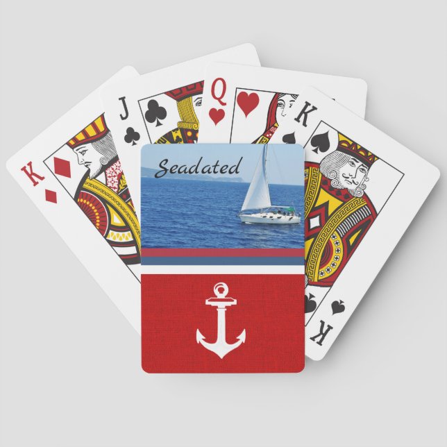 Foto, der mit dem Boot personalisiert Karten spiel Spielkarten (Rückseite)