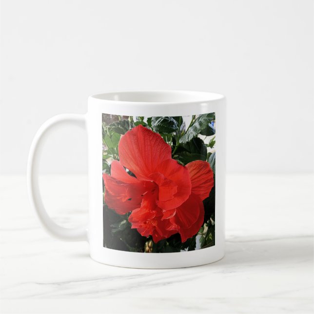 Foto der Orange Double Hibiskus Blume Bible Verse Kaffeetasse (Links)