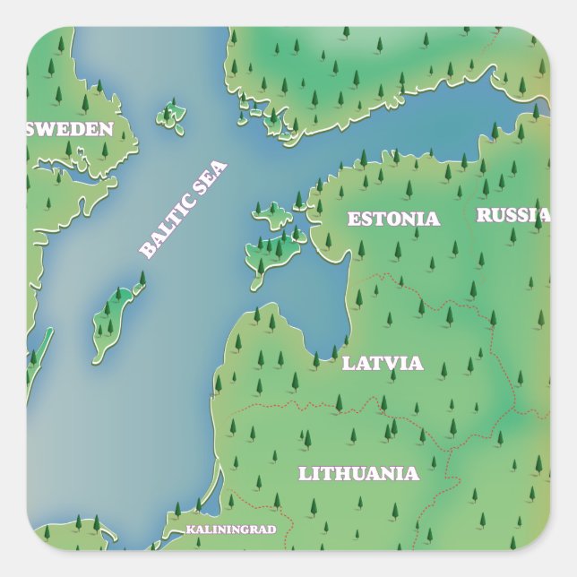 Foto der Ostseekarte Quadratischer Aufkleber (Vorderseite)