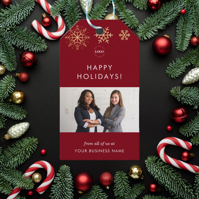 Foto der Red & Gold Snowflakes Business Company Geschenkanhänger (Von Creator hochgeladen)