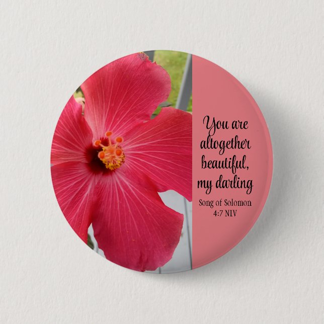 Foto der rosa Blume Lied der Solomon Bibelverse Button (Vorderseite)