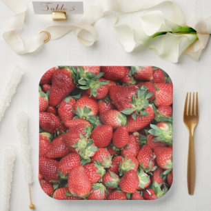 Foto der Roten Juicy Erdbeeren Pappteller