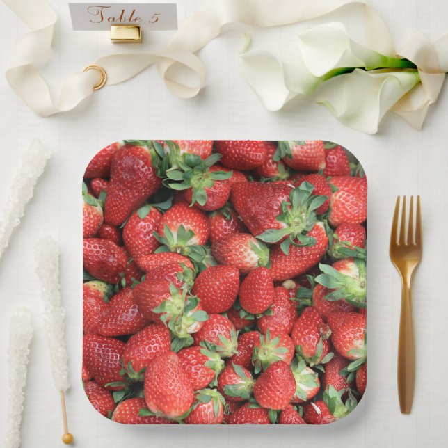 Foto der Roten Juicy Erdbeeren Pappteller (Hochzeit)
