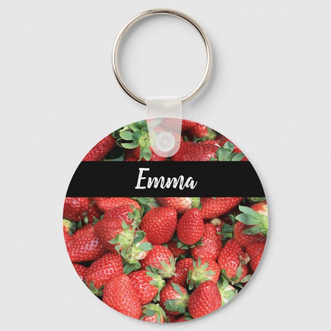 Foto der Roten Juicy Erdbeeren Schlüsselanhänger (Vorderseite)