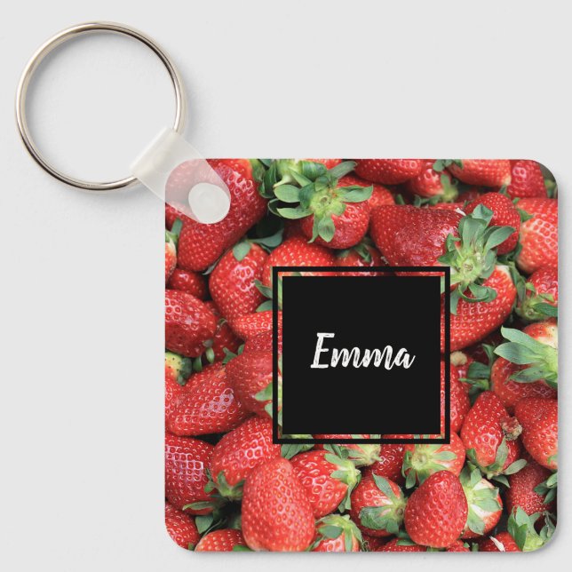 Foto der Roten Juicy Erdbeeren Schlüsselanhänger (Vorderseite)