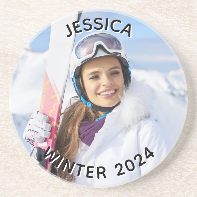 Foto der Schwarzweißtextanzeige Getränkeuntersetzer (Vorne)