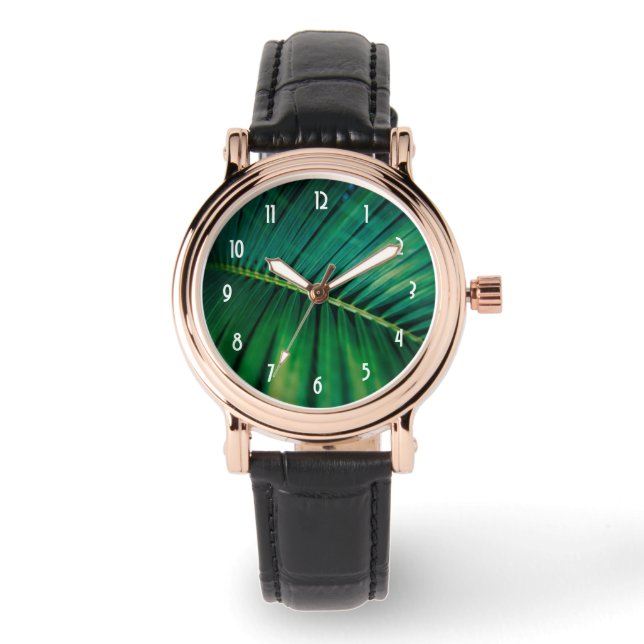 Foto der tropischen Natur mit grünen Blättern Armbanduhr (Vorderseite)