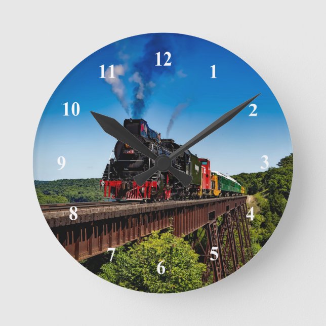 Foto der Vintagen Eisenbahnbrücke Runde Wanduhr (Vorderseite)