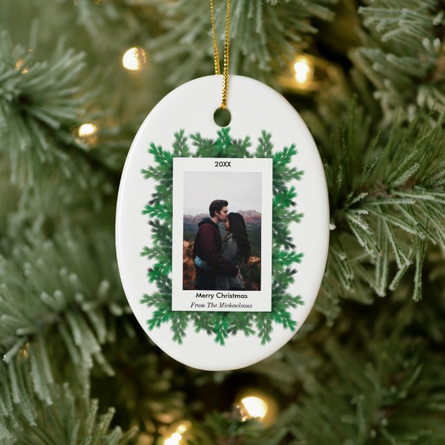 Foto der Weihnachtsbaumzweige Keramik Ornament (Baum)