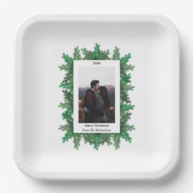 Foto der Weihnachtsbaumzweige Pappteller (Vorderseite)