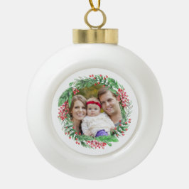 Foto der Weihnachtsfrau | Familiengeschenk Keramik Kugel-Ornament