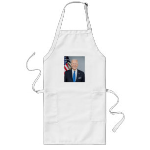 Foto des amerikanischen Präsidenten Joe Biden im W Lange Schürze