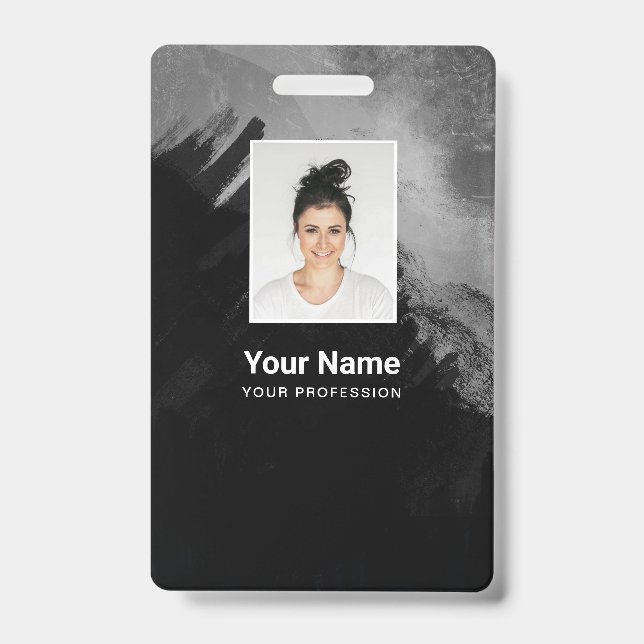 Foto des Angestellten, Bar-Code, Name Ausweis (Front)