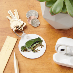 Foto des Baumfrosches über Weiß sitzend Schlüsselanhänger