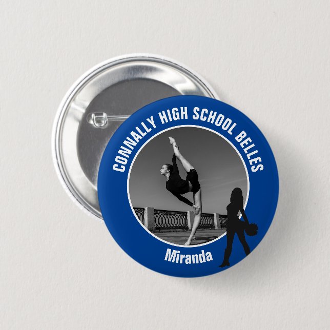Foto des Blue Drill Teams - Tänzerin der High Scho Button (Vorne & Hinten)