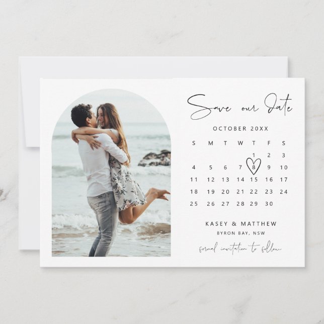 Foto des Bogenkalenders Save the Date Aufforderung Einladung (Vorderseite)
