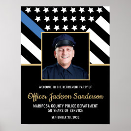 Foto des Flaggenfotos der Blue Line von Police Ret Poster