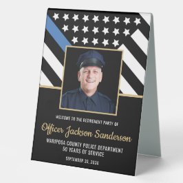 Foto des Flaggenfotos der Blue Line von Police Ret Tischaufsteller