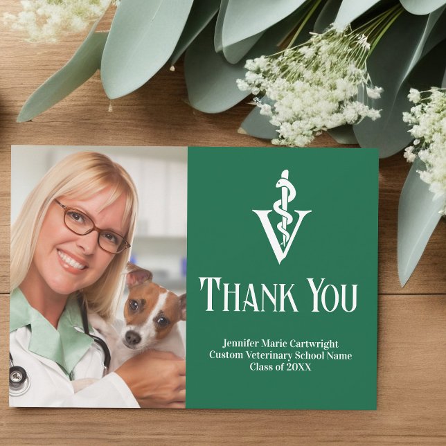 Foto des grünen Veterinäramts benutzerdefinierbar Dankeskarte (Von Creator hochgeladen)