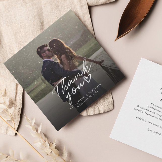Foto des handgeschriebenen Hochzeitstages Mitteilungskarte (Wedding Thank You Photo Card)
