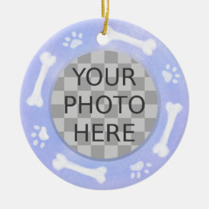 Foto des Hundes hinzufügen: Knochen und Pawprints Keramikornament