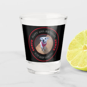 Foto des Hundes Lächeln Geburtstag 40 Schwarz und Schnapsglas