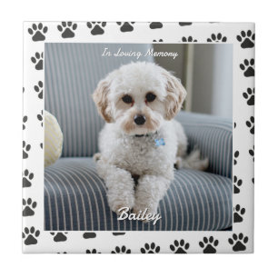 Foto des Hundes, Name, In liebevoller Erinnerung,  Fliese