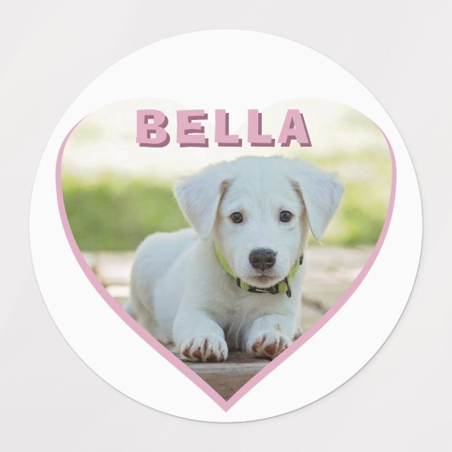 Foto des Hundes Name Rosa Herzstück Etiketten (Design 1)