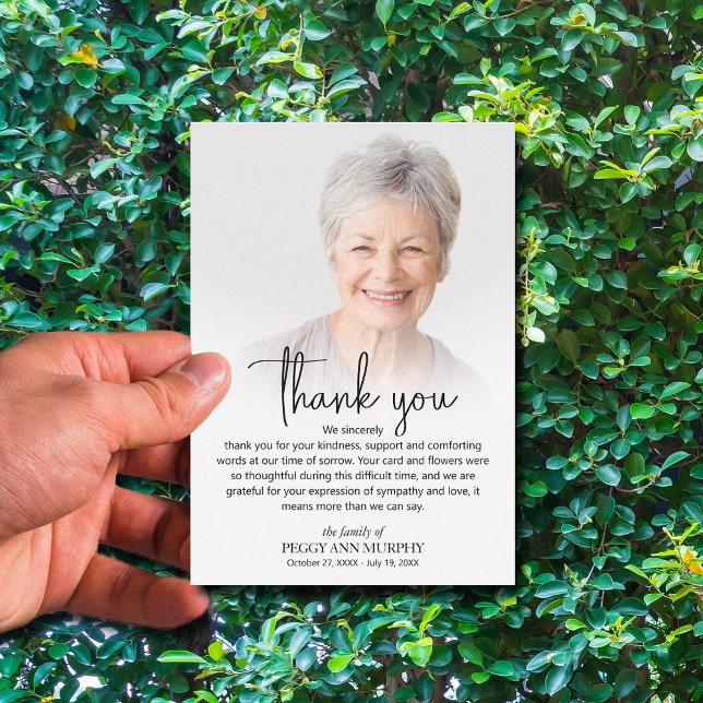 Foto des Lebens Dankeskarte (Celebration of Life Photo Thank You Cards)