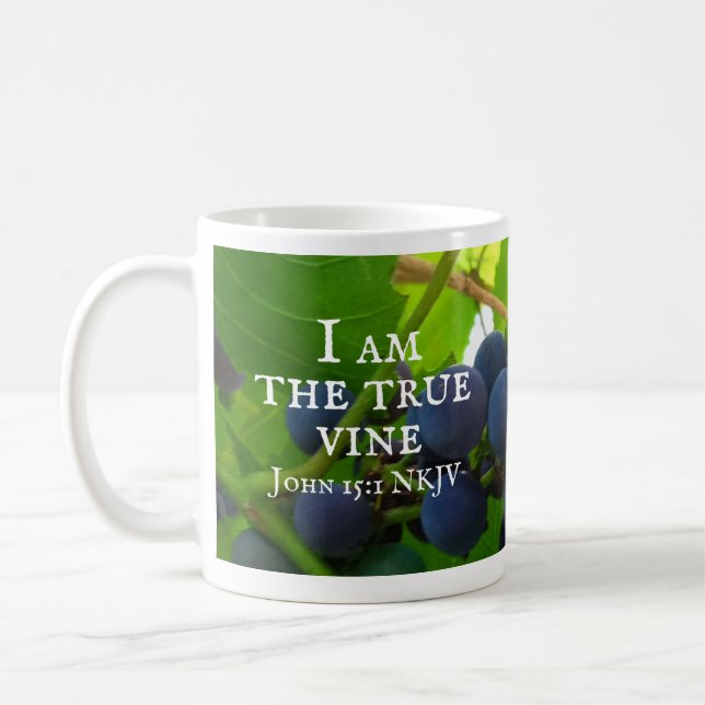 Foto des Lila Traubenschnitts von John Bible Verse Kaffeetasse (Links)