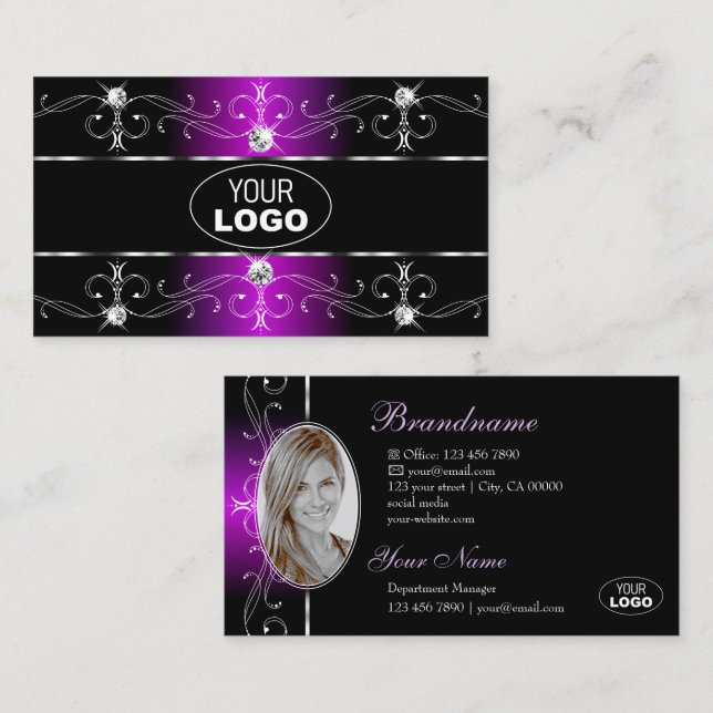 Foto des Lila Verzierten Grenzlogos Visitenkarte (Vorne/Hinten)