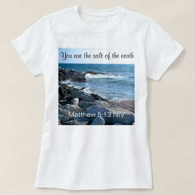 Foto des Meersalzes der Erdbibel Verse T-Shirt (Design vorne)