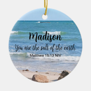 Foto des Meersalzes der Erde Bibel Verse Blau Keramik Ornament
