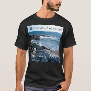 Foto des Meersalzes der Erde Bibel Verse Blau T-Shirt