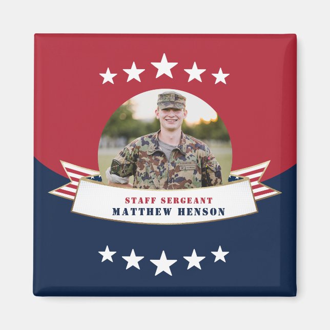 Foto des Militärdienstes Red White Blue Magnet (Vorne)