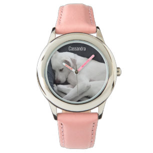 Foto des Namens des Niedlichen schlafenden Welpen Armbanduhr